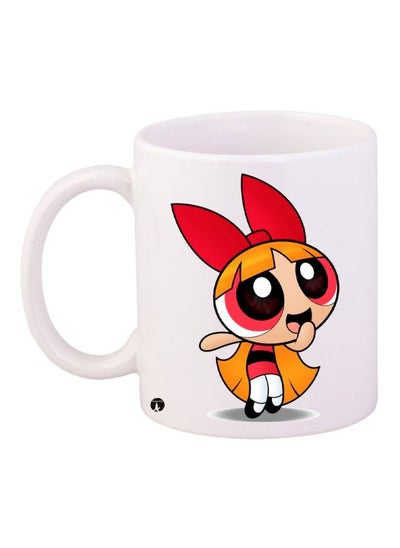 Buy Powerpuff Girl Printed Coffee Mug White/Red/Yellow 11ounce in UAE