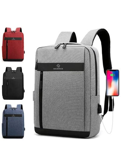 اشتري Modern Laptop Travel Bag, Professional Large School Backpack Waterproof with USB Charging Port for Men and Women في مصر