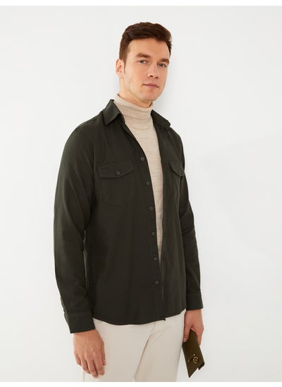 Buy Regular Fit Long Sleeve Gabardine Shirt in Egypt