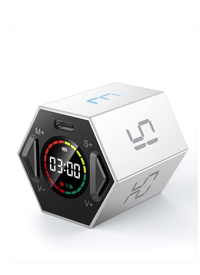 Buy Timer, Productivity Timer Cube, Hexagon Magnetic Flip Focus Timer, Mute & Adjustable Sound Alert, for Work, Office, ADHD, Study, Task, 3/5/10/15/25/30min & Custom Countdown in UAE