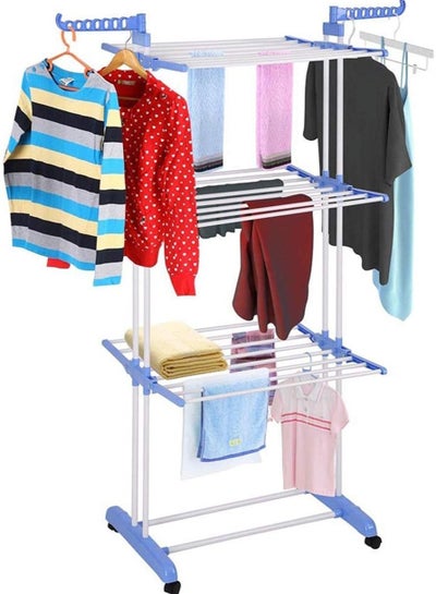 Foldable 4 Tier Clothes Drying Rack for Laundry Rolling white/blue ...