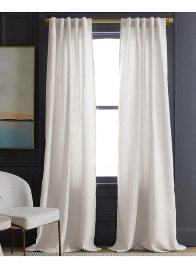 Buy Natural Voile Linen Light Filtering Curtains 1Piece White-140x280 in Egypt