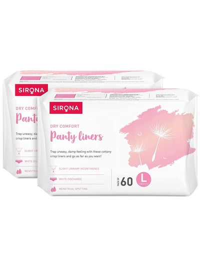 Buy Sirona Dry Comfort Daily Use Panty Liners for Women - Large, 120 Liners - Soft Cottony Panty Liner Pads for Women with 8 hours Protection in UAE
