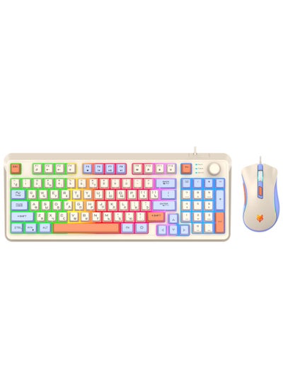 اشتري Russian Tri-color Backlit Computer ComboK820 Russian Lake Blue keyboard and mouse suit K820 Russian Lake Blue keyboard and mouse suit في السعودية