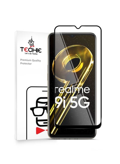 اشتري Techie 10D Full Cover 9H Hardness HD Tempered Glass Screen Protector for Realme 9i 5G - Anti-Scratch, Anti-Fingerprint, and Bubbles Free Technology في السعودية