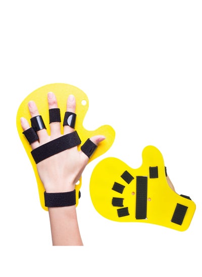 اشتري Finger Orthotics Fingerboard Stroke Hand Splint for Assisted Rehabilitation Adjustable Size Prevent Finger Flexion and Deformation Suitable for both left right hands Yellow في الامارات