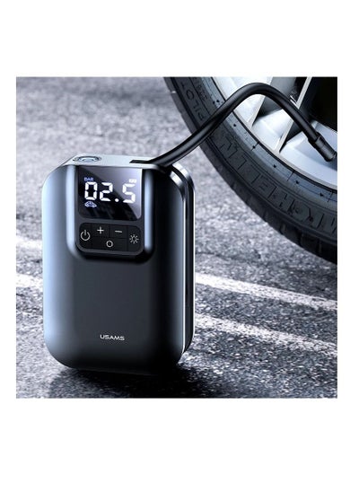 Buy USAMS ZB215 New Wireless Portable Electric Car Air Pump Rechargeable 5000mAh Digital Display Car Mini Tire Inflator in UAE