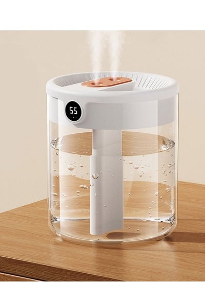 Buy 2L Double Nozzle Cool Mist Humidifier for Bedroom - USB Personal Desk Humidifier with Humidity Display and Night Light - Perfect for Bedroom, Plants, and Office in Saudi Arabia