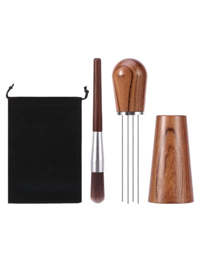 اشتري Espresso Coffee Stirrer, Professional Stirring Tool for Distribution, Hand Tampers with Natural Wood Handle and Stand, Cleaning Brush(Red Rosewood) في الامارات