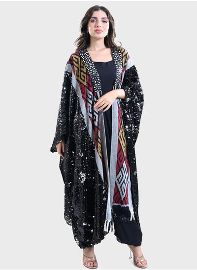 Buy Embellished Cape Sleeve Kaftan in Saudi Arabia