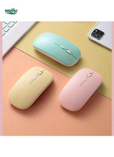 Buy 1pc Macaron Color Plastic Wireless Silent Mouse, Suitable For IPad And Laptop (Battery Not Included),Universal Wireless Mouse - Rechargeable Battery Mouse For IPad, Tab, MatePad, MiPad, Android, Windows Tablet, Laptop, And Notebook Computer - Compact And Portable Design in Saudi Arabia