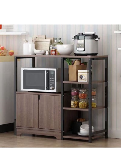 اشتري 4-Tier Kitchen Storage Shelf Microwave Oven Stand Rack Spice Organizer with Storage Cabinet Large Storage Rack for Home Hotel Living Room Bathroom and Office في الامارات
