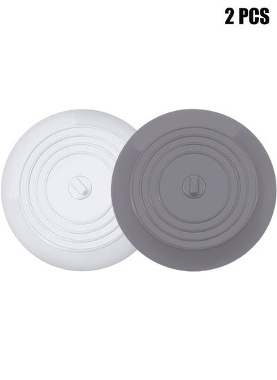 Buy Set of 2 Silicone Tub Stoppers - 6 Inches Sink Stoppers - Flat Bathtub Drain Covers, Hair Catchers and Suction Bathtub Plugs for Kitchen, Bathroom and Laundry in UAE