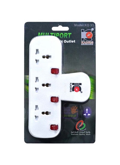 اشتري KD33 3 Way Universal T-Socket Multi Adaptor With Individual Switches And Indicators 13A Plug and Safety Shutter في الامارات