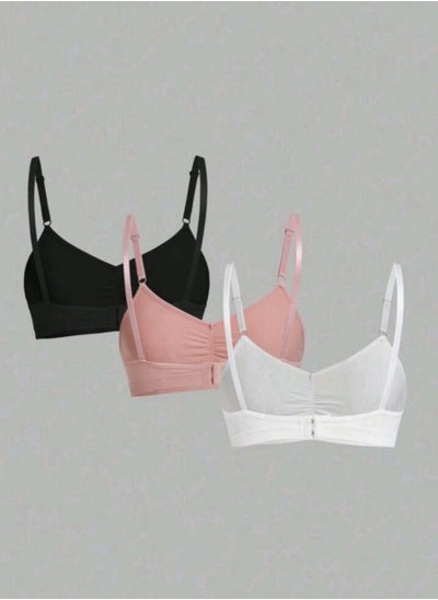 Buy Shein 3pcs Plain Women's Bra Set, Including Wireless Bra in Egypt