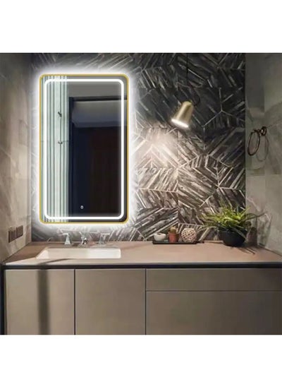 Buy LED Bathroom Mirror Lighted Makeup Vanity Mirror With Lights Rectangular Wall Mounted Mirror Dimmable and changing lights in UAE