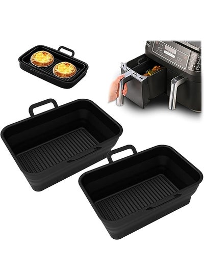 Buy 2Pcs New Upgrade Collapsible Silicone Pot for Ninjas Dual Air Fryer, Foldable Silicone Double Air Fryer Liners Basket, Air Fryer Rack Accessories for Air Fryer, Oven and Microwave in UAE