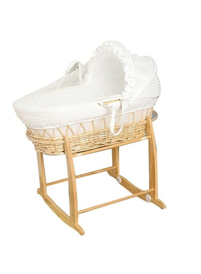 Buy Moses Basket Cot White Color With Rocking Stand in Saudi Arabia