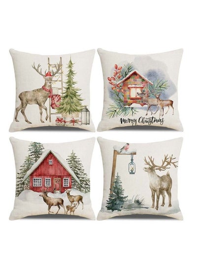 Buy 4Pcs christmas pillow case cover cushion for home decor 45*45cm in UAE