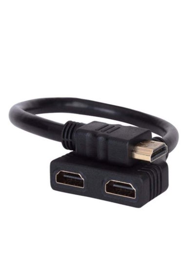 اشتري HDMI Male to Dual HDMI Female 1 to 2 Way HDMI Splitter Adapter Cable for HDTV, Support Two TVs at The Same Time, Signal One in في الامارات