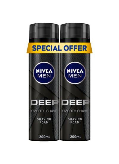 اشتري Men Shaving Foam, Deep Smooth Shave Antibacterial Black Carbon, 2x200ml في الامارات