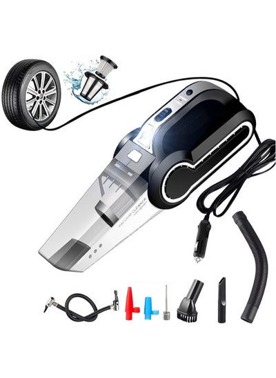 Buy 4 in 1 Handheld Vacuum Cleaner 120W DC 12V Up to 8000Pa Car Vacuum Cleaner Cordless with Searchlight Tire Pressure Gauge and Car Inflator Lightweight & Portable Car Hoover for Car Home Pet in Saudi Arabia