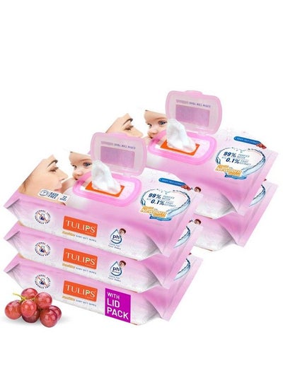 Buy Sensitive Baby Wet Wipes Lid Pack (72 Wipes X 5 Pack) For Gentle Cleaning Moisturising Rash Free 99% Purified Water With Grapefruit Extracts in UAE