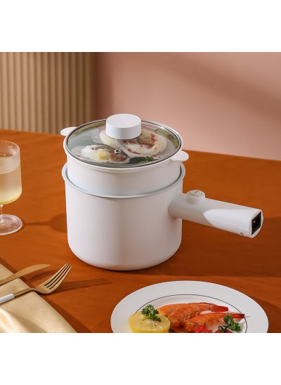 Buy Electric cooker multifunctional electric cooker student dormitory pot cooking Mini small electric cooker non-stick rice cooker 110V US gauge Long handle-white manual with steaming grid (Impulse model) in UAE