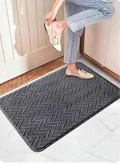 Buy 1-Piece Bath Rug Doormat Water Absorbent Anti-Slip Kitchen Bedroom Mat Polyester Grey 60x40 cm in UAE