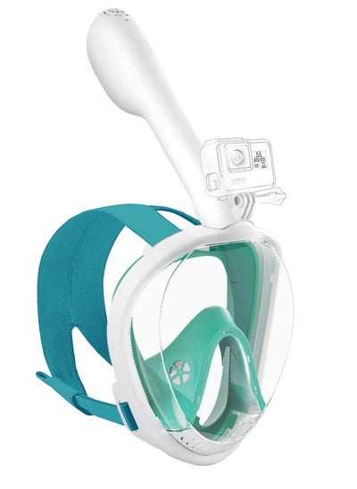 اشتري Full Face Snorkel Mask - Diving Mask with Dry Top Breathing System Double-Tube, 180 Degree Panoramic Snorkeling Mask with Camera Mount, Anti-Fogging Anti-Leak Snorkeling Gear for Adults and Kids في الامارات