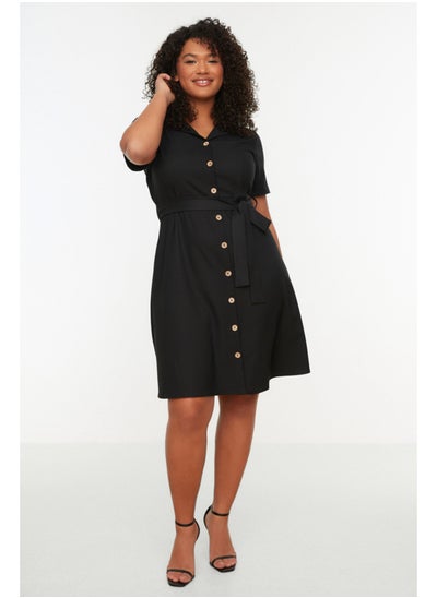 Buy Black Belted Woven Shirt Dress TBBSS22AH0079 in Egypt