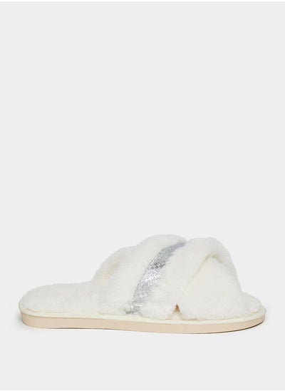 Buy Crossover Embellished Strap Bedroom Slippers in Saudi Arabia