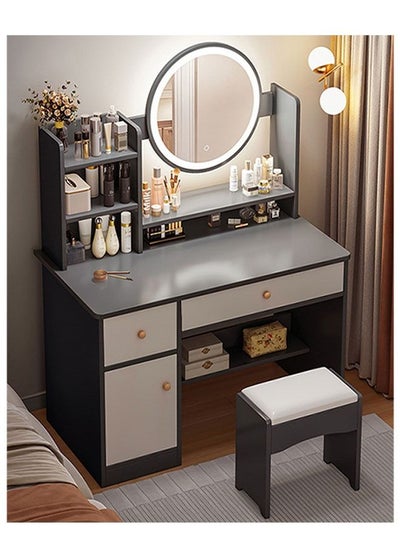 Buy Modern Dresser Bedroom Makeup Table with Mirror and Stool for Girls Ladies Bedroom Dresser Table 80*40*128cm in UAE