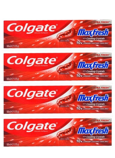 Buy Colgate Pack Of 4 Max Fresh Crystal Spicy Toothpaste 100ml in Saudi Arabia