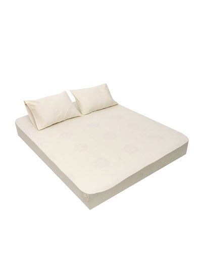 Buy MEHALLA Fitted Sheet Set - Square Sateen  - Single Off-White in Egypt