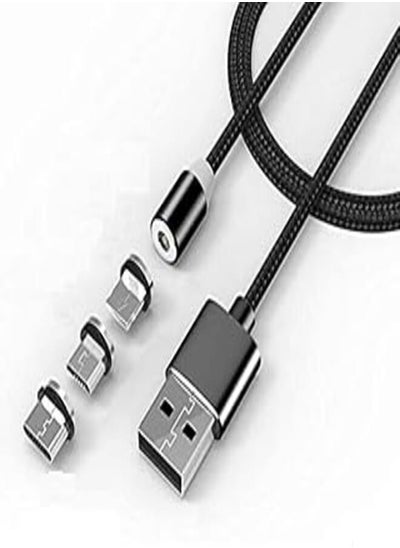 Buy Magnetic charge cable lighting , micro usb and type c - 1m (3 in 1) in Egypt