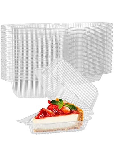 Buy Clear Plastic Container for 1 Slice of Cake or Pie - Pack of 50 with Hinged Lid - Fits 7”-10” Diameter Desserts like Cheesecake, Tres Leches, or Flan in Saudi Arabia