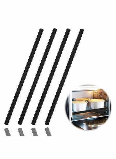 اشتري Oven Rack Shields, 4 Pack Heat Resistant Silicone Cover 14 Inches Long Edge Protector, Protect Against Burns and Scars Protector Hot Strip (Black) في السعودية