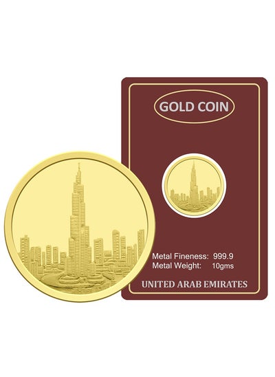 Buy 10g Gold Coin with Burj Khalifa & UAE Heritage Building Design - 10 Grams 24KT 999.9 Purity in UAE