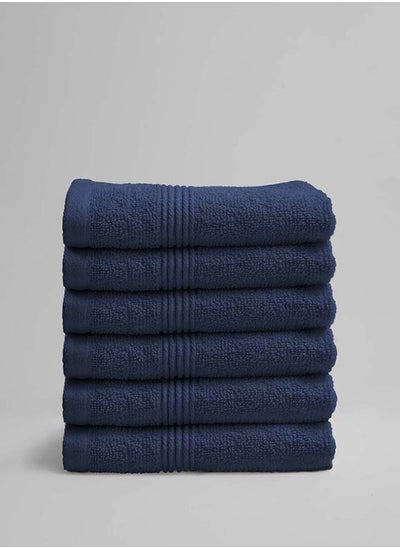 اشتري 6 Pieces Face Towel by La'Marvel, Estate Blue 550 GSM 100% Cotton Luxury Home Towels في السعودية