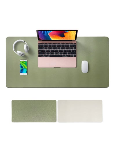 Buy Large Leather Computer Desk Pad Office Desk Mat Protector, Non-Slip Waterproof Dual-Side Use Desk Mat Protector 80cm x 40cm (Green/Silver) in UAE