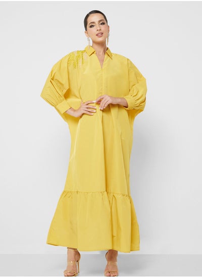 Buy Puff Sleeve Tiered Hem Dress in Saudi Arabia