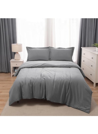 Buy Bedding Duvet Cover Queen Size Set- 1Pieces Duvet Cover 220X220Cm / 2Pieces-Pillow Shams 50X75Cm (Light Grey, Queen) in UAE