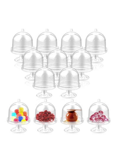 Buy Dessert Cups, 12 Sets Small Plastic Dessert Table Decorations Stands with Dome, Mini Cake Stand Cupcake Stand Individual Cake Pop Dome Macarron Holders in Saudi Arabia