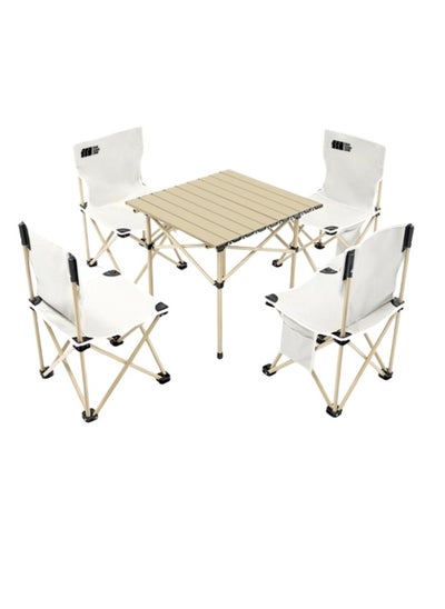 Buy 5 PCs Aluminum Folding Camping Table and Chairs Set for Home and Outdoor in Saudi Arabia