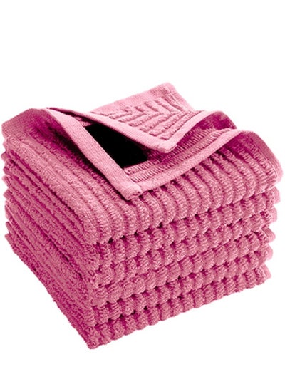 Buy Signoola Multi-Purpose Towel Set Of 4 Pcs 30 x 30 cm Rose stripe, 100% cotton in Egypt