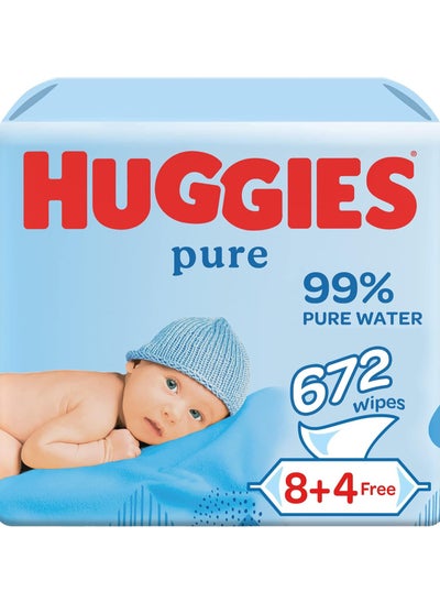 Buy Huggies Pure Baby Wipes 99% Pure Water Wipes 12 Pack x 56 672 Wipes in UAE