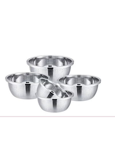 اشتري 5Pcs Stainless Steel Colander Set 24,26,28,30,32Cm Silver في الامارات