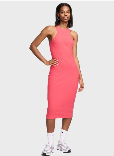 Buy Nsw Knitted Ribbed Midi Dress in UAE