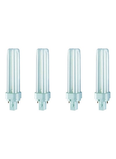 اشتري 4-Piece Dulux D 2 Pin Double Tube CFL 13 Watt Energy Saving Cool White Bulb في الامارات